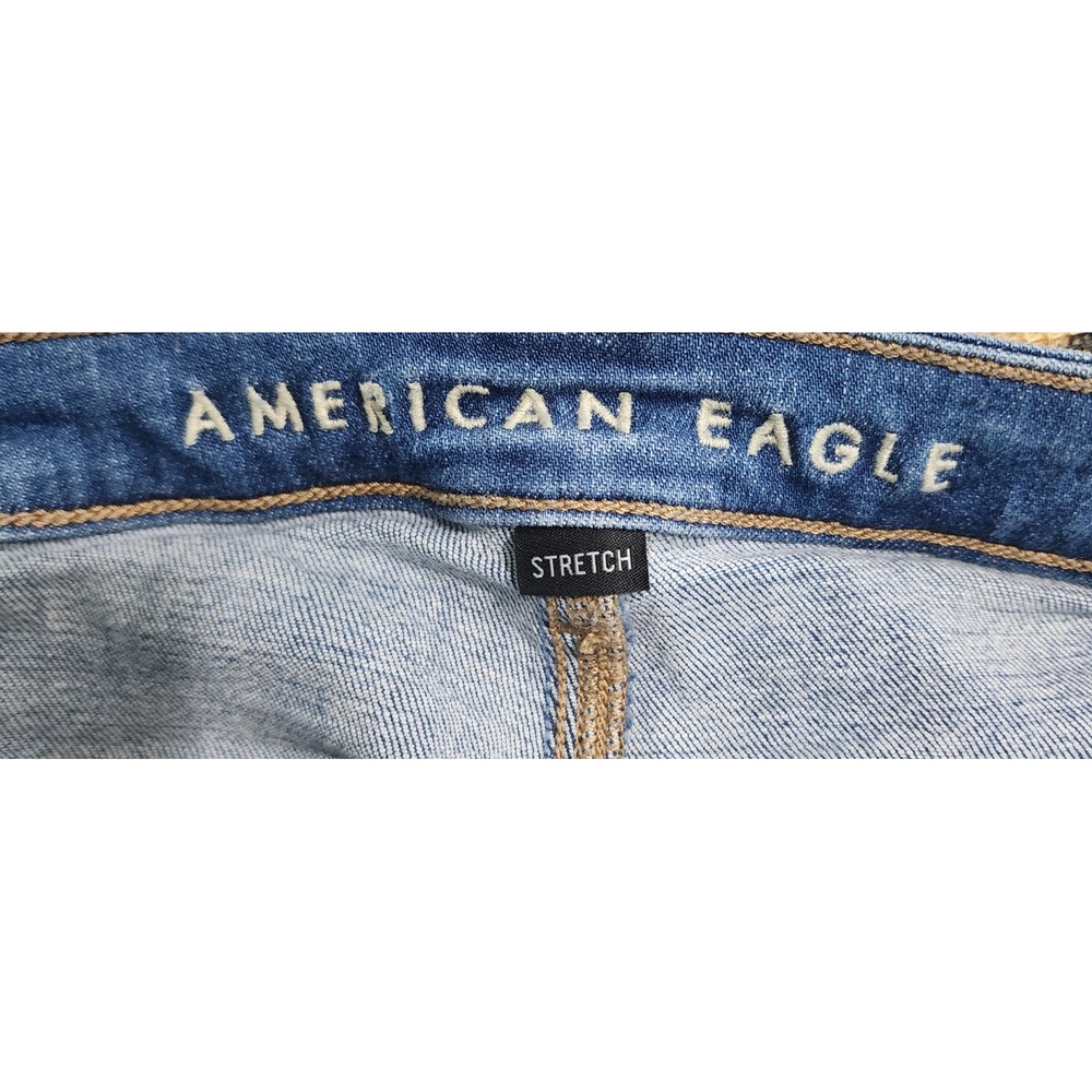 American Eagle Outfitters Womens Low Rise Flare Jeans Blue Floral Size 18 Long - Picture 6 of 11